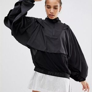 Ivy Park Beyoncé Black Hooded Cape Anorak Pullover Half Zip Techwear Jacket S
